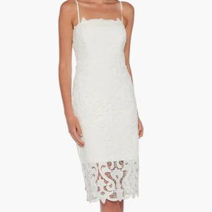 Bardot White Lace Mid Knee Skinny Strap Dress (Size 10/L)
